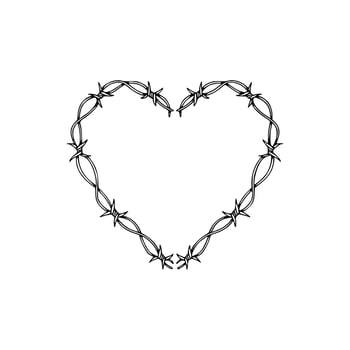 A heart shaped barbed wire frame on a white background vector
