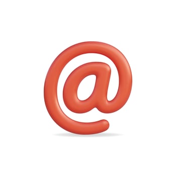 3d icon of a red at symbol representing digital communication vector