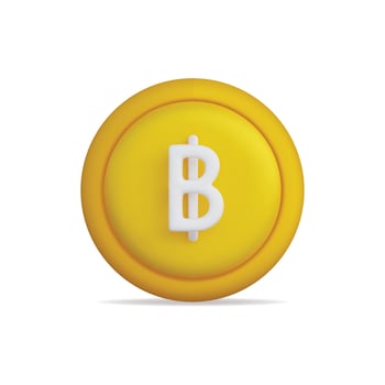 3d icon of a yellow bitcoin coin with white symbol, representing cryptocurrency vector