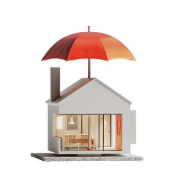3d house under umbrella transparent background png