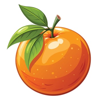 orange fruit with green leaf illustration vector