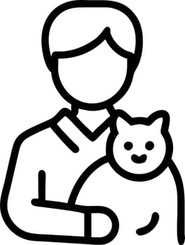 Glossy image of a veterinarian holding a cat on plain background copy space on the side vector
