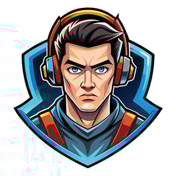 a man with headphones on his head vector