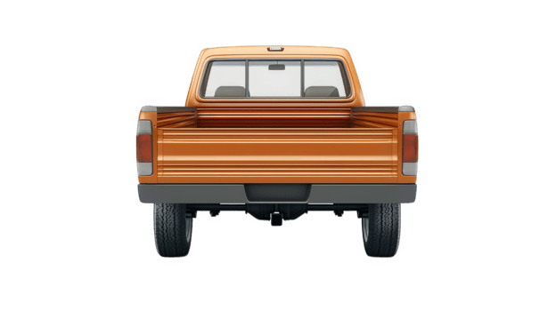 Orange Pickup Truck Rear View Isolated Background png