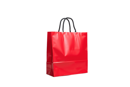 front view of e-commerce shopping bag in transparent background png