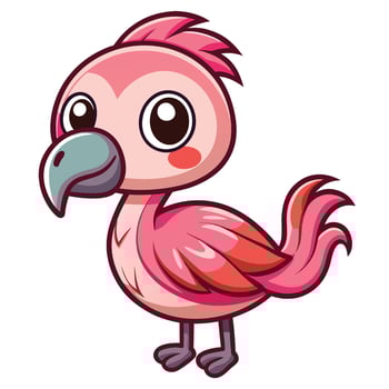 cartoon pink flamingo bird illustration vector