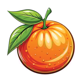 orange fruit with green leaf illustration vector
