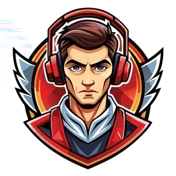 a man with headphones on his head vector