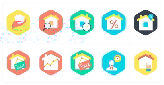 A set of 10 mix icons as real estate, home search, home time vector