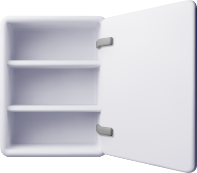 3D Empty white storage shelves png