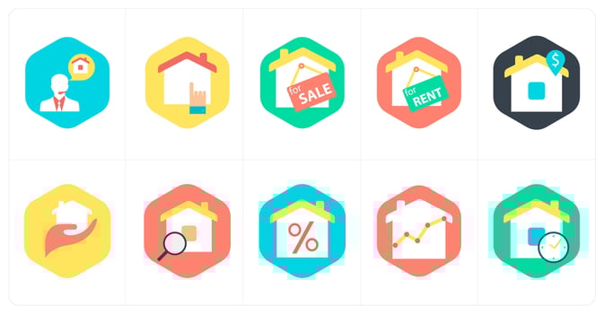 A set of 10 mix icons as customer support, real estate, house for sale vector