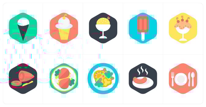 A set of 10 mix icons as ice cream cone, ice cream, dessert vector
