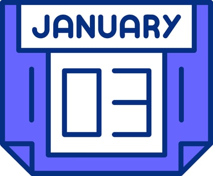3 January Filled Slip Style Icon vector