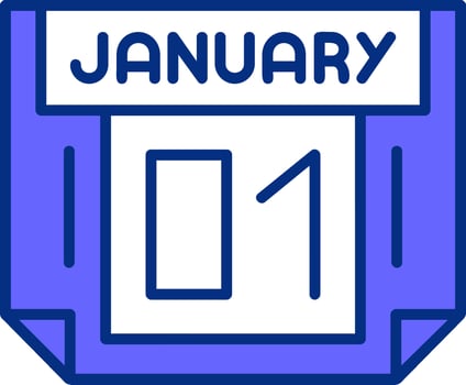 1 January Filled Slip Style Icon vector