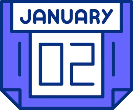 2 January Filled Slip Style Icon vector