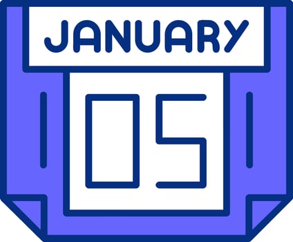 5 January Filled Slip Style Icon vector