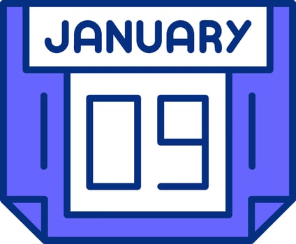 9 January Filled Slip Style Icon vector
