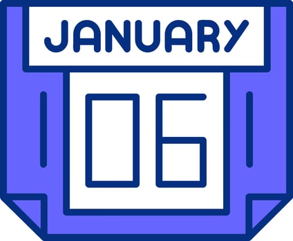 6 January Filled Slip Style Icon vector