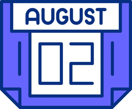 2 August Filled Slip Style Icon vector