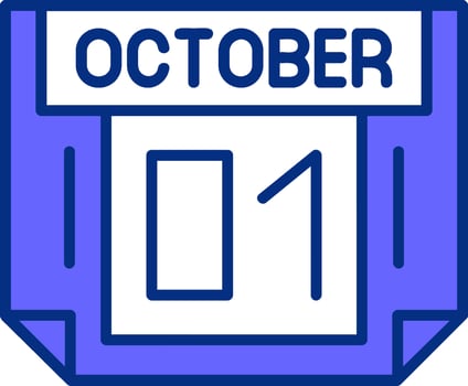 1 October Filled Slip Style Icon vector