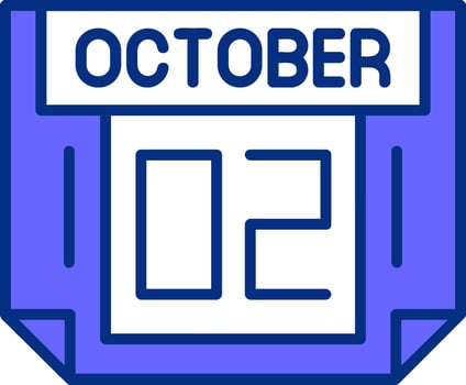2 October Filled Slip Style Icon vector
