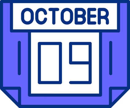9 October Filled Slip Style Icon vector