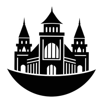 a black and white illustration of a castle vector