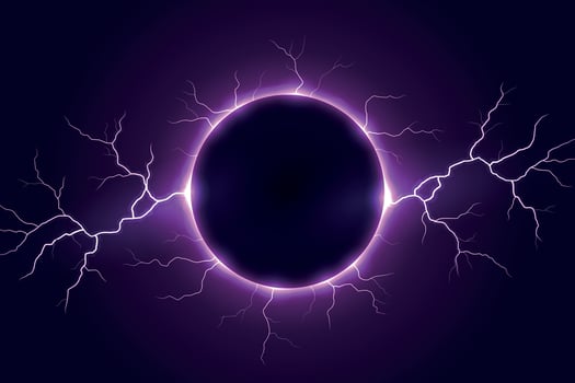 Electric Solar Eclipse with Purple Lightning Bolts vector
