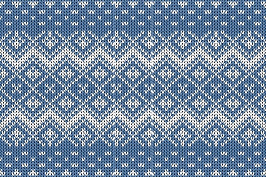 Blue knife print. Seamless Christmas pattern. . Knitted sweater rhombus. Christmas winter geometric texture. Fair holiday traditional background. Festive crochet. Illustration of woolen pullover vector