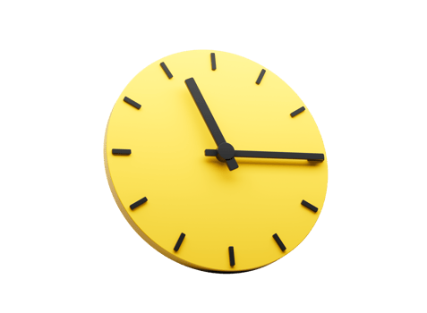 3d Yellow Round Wall Clock 11 15 Eleven Fifteen Quarter Past 11 On Yellow 3d illustration png