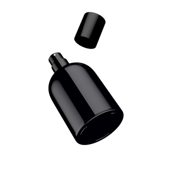 Shiny Black Open Perfume Bottle With Cap 3D Illustration png