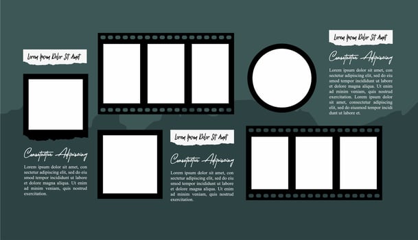 photos frame collage and digital photo wall vector