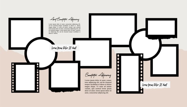 Picture Collage grid photo effect template vector