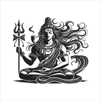 Har Har Mahadev Lord Shiva Art Mahashivratri Special Free Mahakal Illustration Hindu God Silhouette Tattoo vector