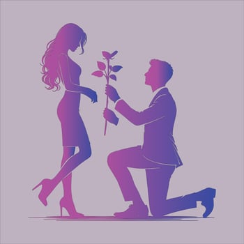 Romantic Couple Hugging and Kissing Silhouette for Happy Valentine's Day and Wedding Celebrations vector