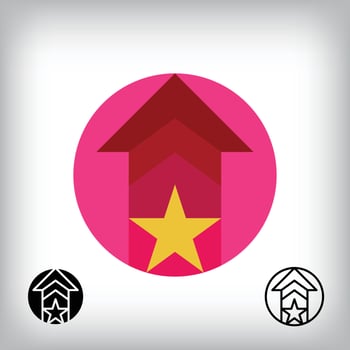 Creative round rising star sign logo design. flat style. Identity design for the company. vector