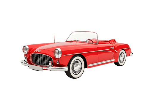 A classic red convertible car with a sleek design, perfect for leisure drives. png
