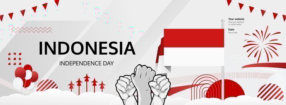 Indonesia National Day on August 17 calls for bold and festive greeting banners. Celebrate with this design concept. vector