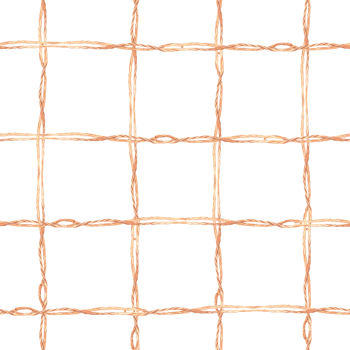 Checkered seamless patten Geometric print with crossed jute ropes, knots and loopes. Hand drawn watercolor illustration. Repeating ornament for fabric, packaging, tablecloths. Isolated from background png