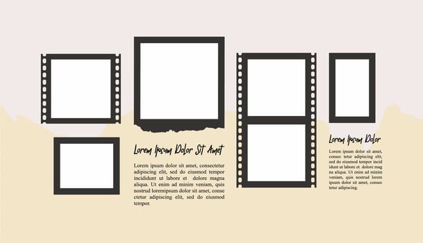 Pictures or photos frame collage and digital photo wall template vector