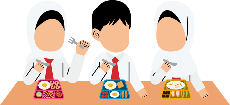 Children enjoying school lunch png