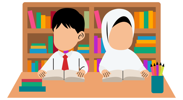Student reading book at the library png