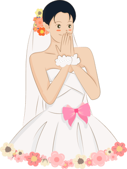 Adorable Chibi Bride on Wedding Day png