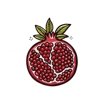 drawing ripe pomegranate, symbol of healthy lifestyle vector