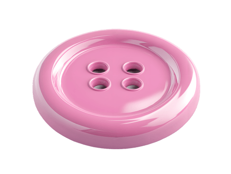 A shiny pink button with four holes, commonly used in clothing and crafts. png