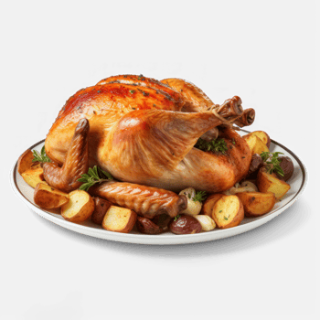Thanksgiving Turkey Food Dinner Roast Whole Chicken With Vegetables On Plate transparent background png