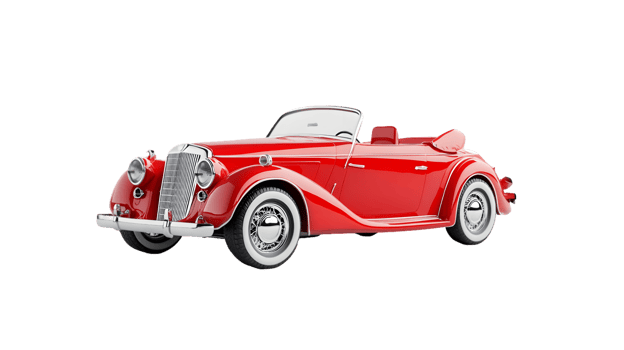 Classic red convertible car with a stylish design, perfect for leisure drives. png