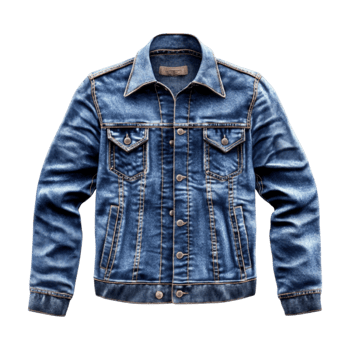 The denim jacket is shown on a transparent background png