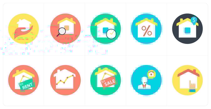 A set of 10 mix icons as real estate, home search, home time vector