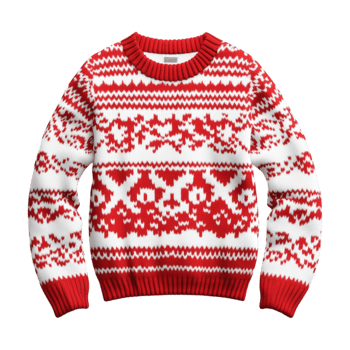 A red and white sweater with a pattern png